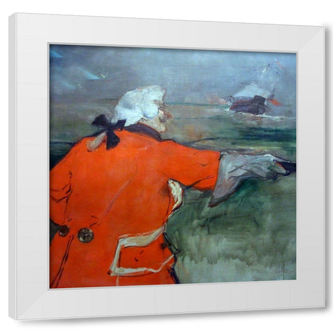 Paul Viaud in an 18th Century Admiral Costume White Modern Wood Framed Art Print by Toulouse-Lautrec, Henri de