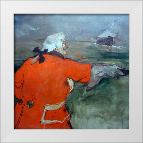 Paul Viaud in an 18th Century Admiral Costume White Modern Wood Framed Art Print by Toulouse-Lautrec, Henri de