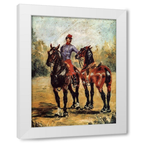 Groom with Two Horses White Modern Wood Framed Art Print by Toulouse-Lautrec, Henri de