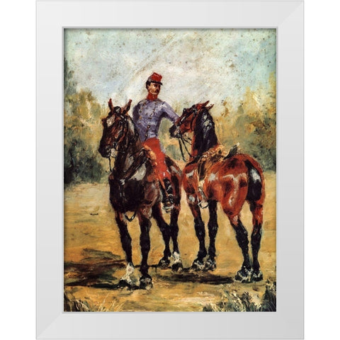 Groom with Two Horses White Modern Wood Framed Art Print by Toulouse-Lautrec, Henri de
