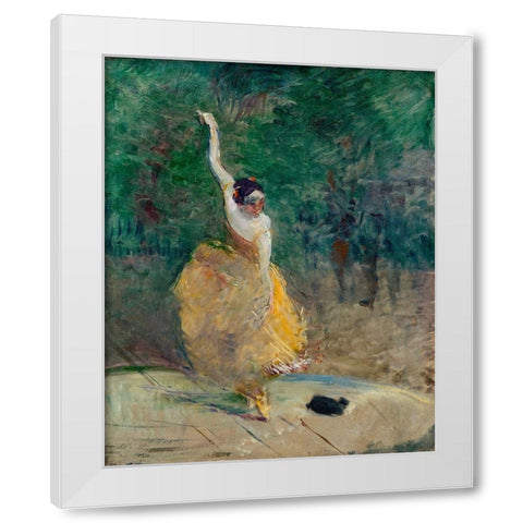 Spanish Dancer White Modern Wood Framed Art Print by Toulouse-Lautrec, Henri de