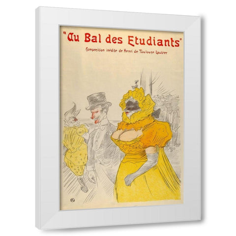 Au Bal des Etudiants White Modern Wood Framed Art Print by Toulouse-Lautrec, Henri de