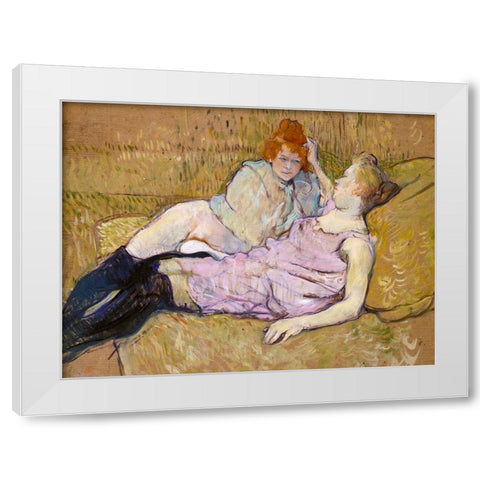 The Sofa White Modern Wood Framed Art Print by Toulouse-Lautrec, Henri de