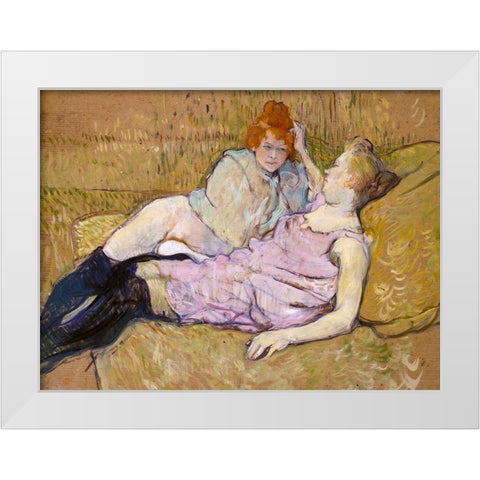 The Sofa White Modern Wood Framed Art Print by Toulouse-Lautrec, Henri de