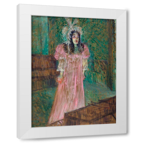 May Belfort White Modern Wood Framed Art Print by Toulouse-Lautrec, Henri de