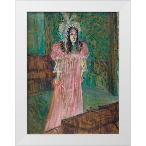 May Belfort White Modern Wood Framed Art Print by Toulouse-Lautrec, Henri de