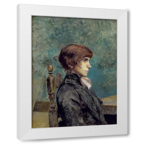 Portrait of Jeanne Wenz White Modern Wood Framed Art Print by Toulouse-Lautrec, Henri de