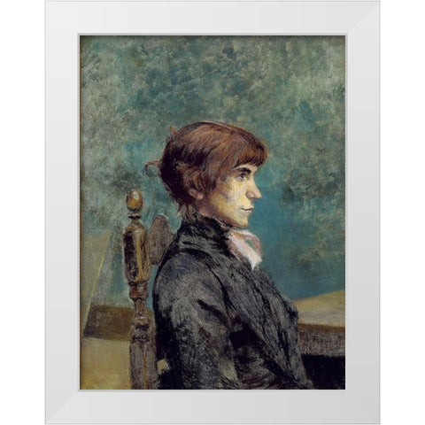 Portrait of Jeanne Wenz White Modern Wood Framed Art Print by Toulouse-Lautrec, Henri de