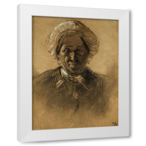 Old Woman White Modern Wood Framed Art Print by Toulouse-Lautrec, Henri de