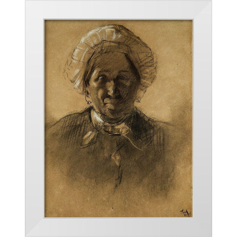 Old Woman White Modern Wood Framed Art Print by Toulouse-Lautrec, Henri de