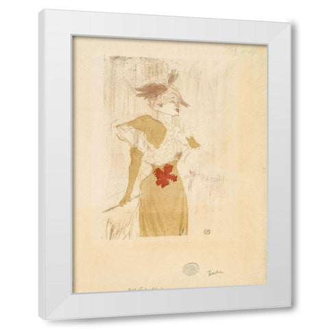 Mademoiselle Marcelle Lender, Standing White Modern Wood Framed Art Print by Toulouse-Lautrec, Henri de