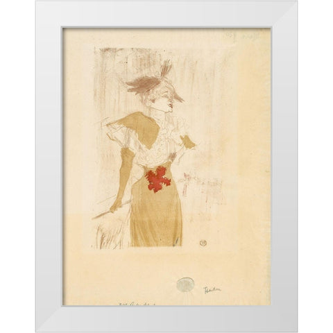 Mademoiselle Marcelle Lender, Standing White Modern Wood Framed Art Print by Toulouse-Lautrec, Henri de