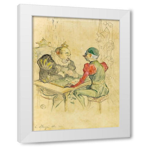 Le bezigue White Modern Wood Framed Art Print by Toulouse-Lautrec, Henri de