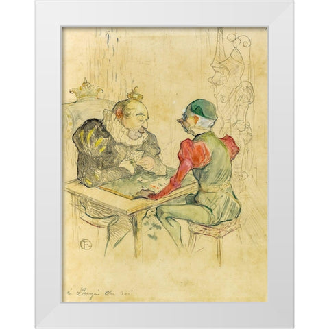 Le bezigue White Modern Wood Framed Art Print by Toulouse-Lautrec, Henri de