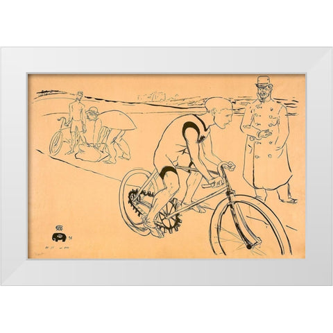 Cycle Michael White Modern Wood Framed Art Print by Toulouse-Lautrec, Henri de