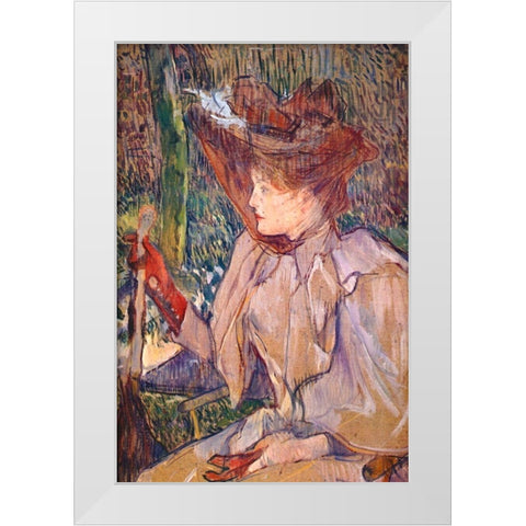 Woman with Gloves White Modern Wood Framed Art Print by Toulouse-Lautrec, Henri de