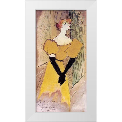 Yvette Guilbert White Modern Wood Framed Art Print by Toulouse-Lautrec, Henri de