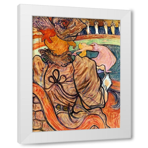 At the Nouveau Cirque the Dancer and Five Stuffed Shirts White Modern Wood Framed Art Print by Toulouse-Lautrec, Henri de