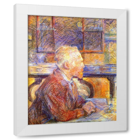 Portrait of Vincent van Gogh White Modern Wood Framed Art Print by Toulouse-Lautrec, Henri de