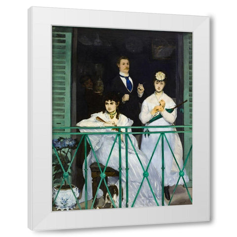 The Balcony White Modern Wood Framed Art Print by Manet, Edouard