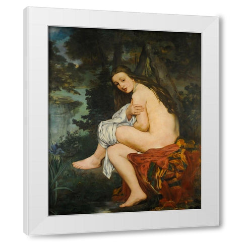 La Nymphe surprise White Modern Wood Framed Art Print by Manet, Edouard