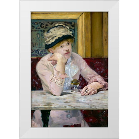 Plum Brandy White Modern Wood Framed Art Print by Manet, Edouard