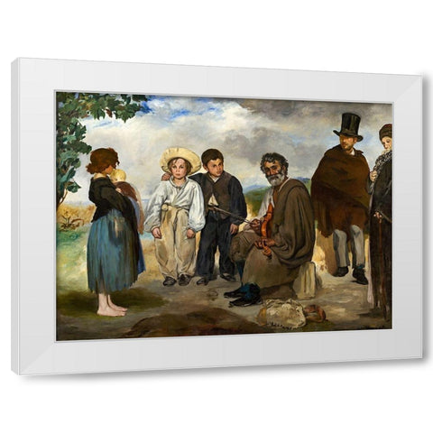 The Old Musician White Modern Wood Framed Art Print by Manet, Edouard
