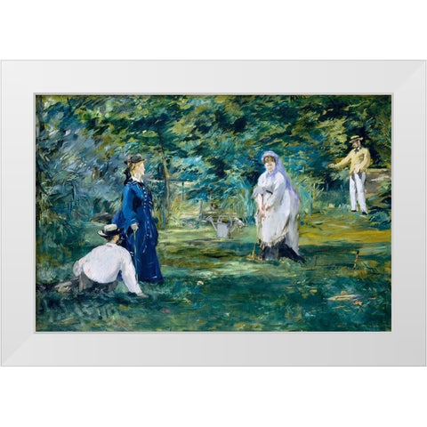 A game of croquet White Modern Wood Framed Art Print by Manet, Edouard