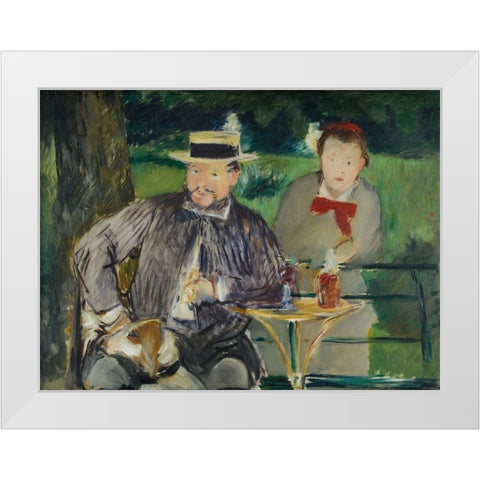 Portrait d Ernest Hosched et sa fille Marthe White Modern Wood Framed Art Print by Manet, Edouard