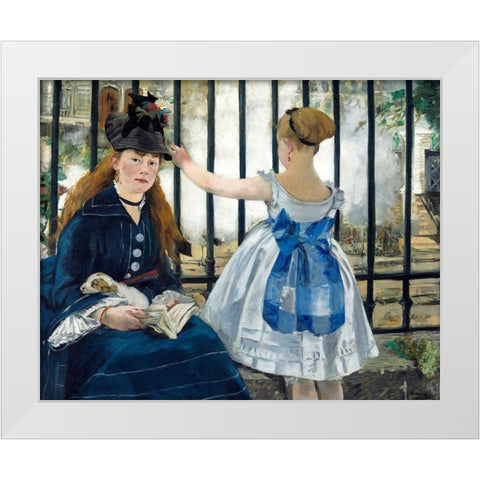 The Railway White Modern Wood Framed Art Print by Manet, Edouard