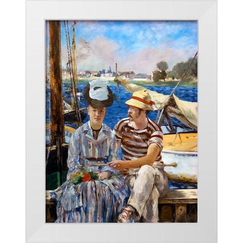 Argenteuil White Modern Wood Framed Art Print by Manet, Edouard