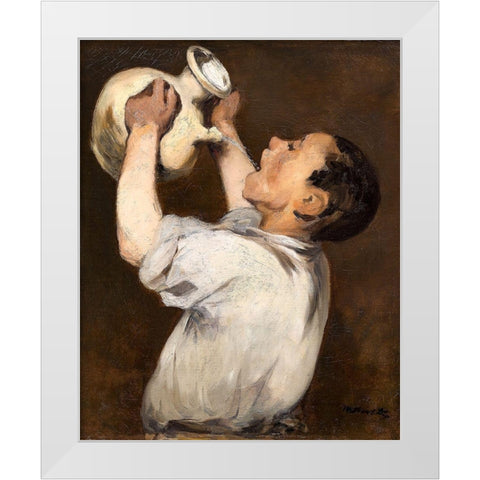 Boy with Pitcher White Modern Wood Framed Art Print by Manet, Edouard