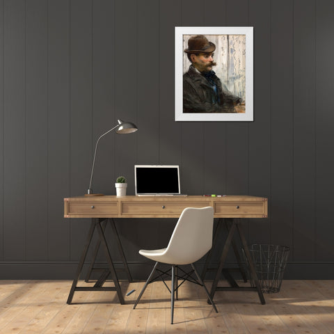 Portrait of Alphonse Maureau White Modern Wood Framed Art Print by Manet, Edouard