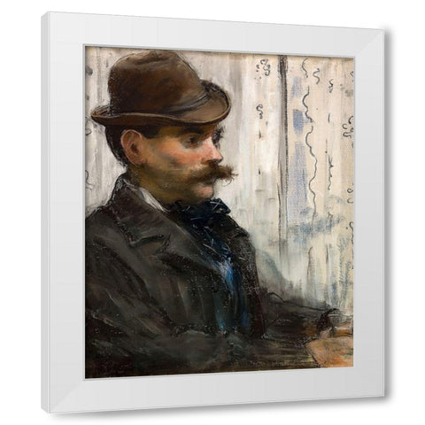 Portrait of Alphonse Maureau White Modern Wood Framed Art Print by Manet, Edouard