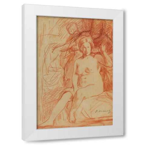 Seated Nude White Modern Wood Framed Art Print by Manet, Edouard