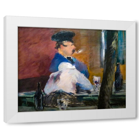 The Bar White Modern Wood Framed Art Print by Manet, Edouard