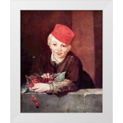 Boy with cherries White Modern Wood Framed Art Print by Manet, Edouard