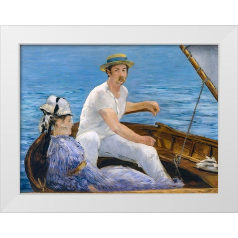 Boating White Modern Wood Framed Art Print by Manet, Edouard