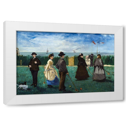 The Croquet Party White Modern Wood Framed Art Print by Manet, Edouard