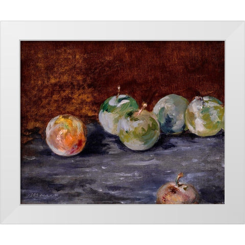 Plums White Modern Wood Framed Art Print by Manet, Edouard