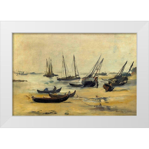 The beach at low tide White Modern Wood Framed Art Print by Manet, Edouard