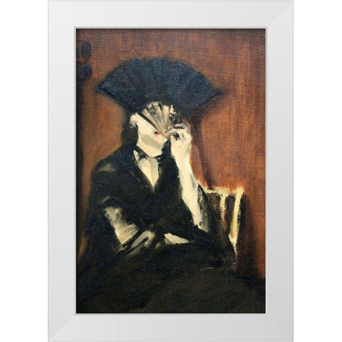 Berthe Morisot With a Fan White Modern Wood Framed Art Print by Manet, Edouard