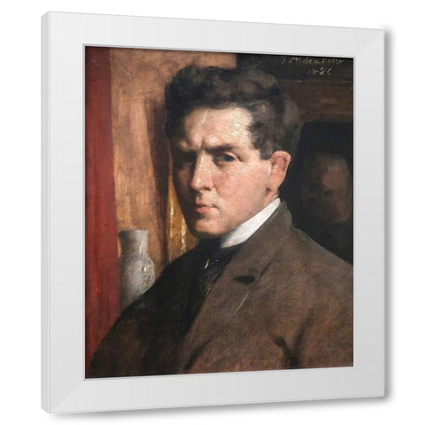 Self Portrait White Modern Wood Framed Art Print by Weir, J Alden