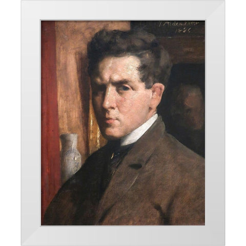 Self Portrait White Modern Wood Framed Art Print by Weir, J Alden