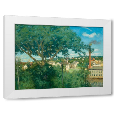 The Factory Village White Modern Wood Framed Art Print by Weir, J Alden
