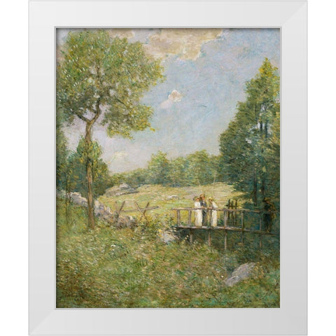 The Fishing Party White Modern Wood Framed Art Print by Weir, J Alden