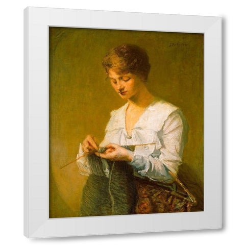Knitting for Soldiers White Modern Wood Framed Art Print by Weir, J Alden