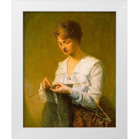 Knitting for Soldiers White Modern Wood Framed Art Print by Weir, J Alden