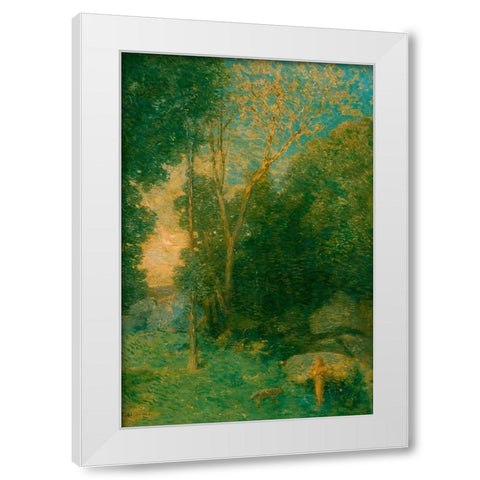 Pan and the Wolf White Modern Wood Framed Art Print by Weir, J Alden