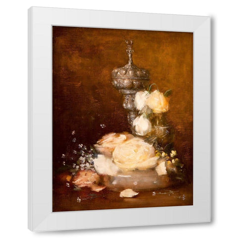 Silver Chalice with Roses White Modern Wood Framed Art Print by Weir, J Alden